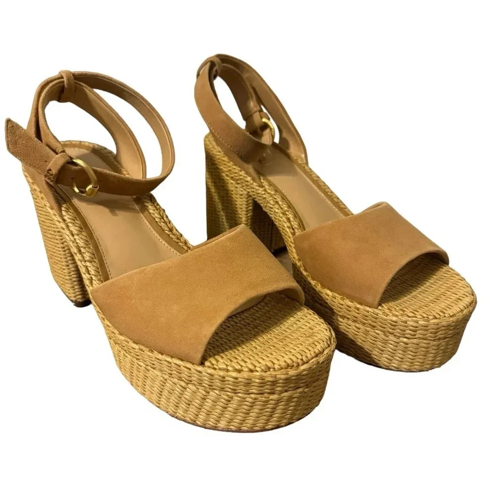 🤎 SAM EDELMAN‎ “Immie” Platform Wedge Sandals Sz 9.5 🤎